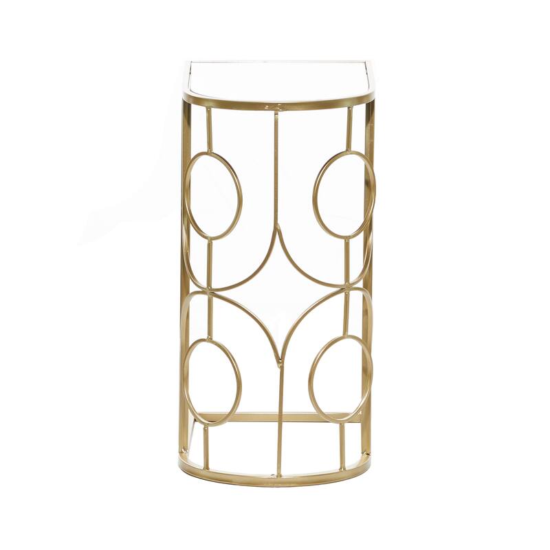 Metal Geometric Accent Table with Mirrored Glass Top - Gold - Roche River Decor - 19"W x 12"L x 24"H