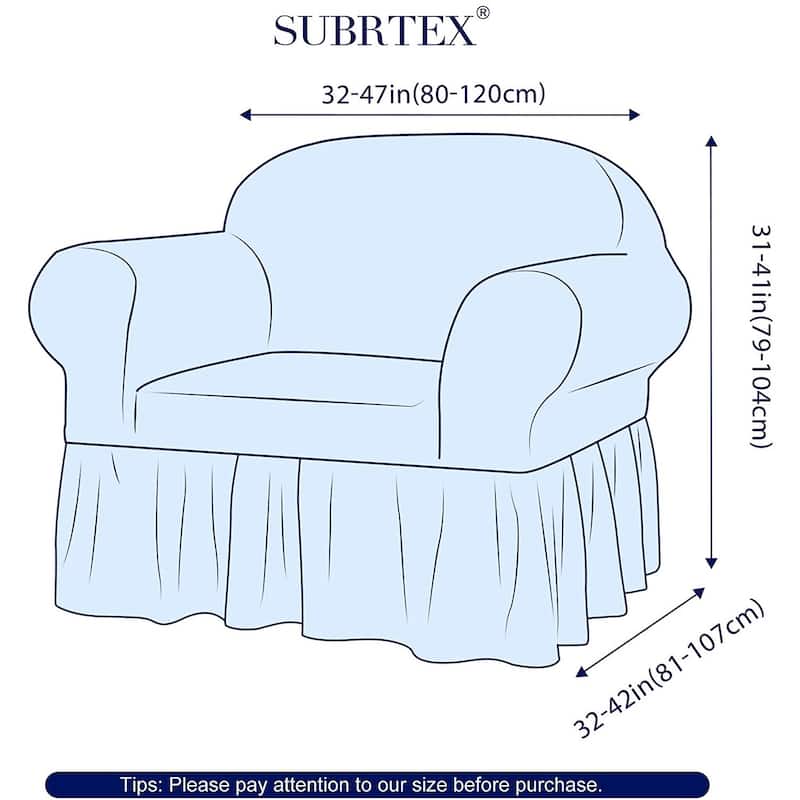 Subrtex 1 Piece Armchair Slipcover Seersucker Skirt Stretch Spandex Furniture Protector