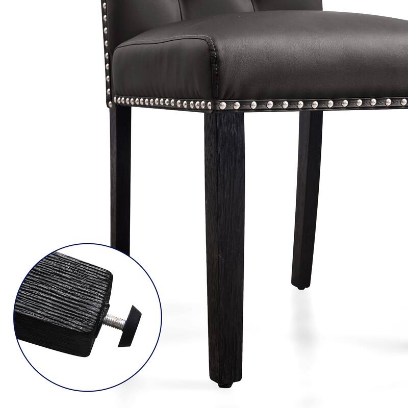 Subrtex (Set of 2) Leather Dining Chair with Riveted Button Decoration