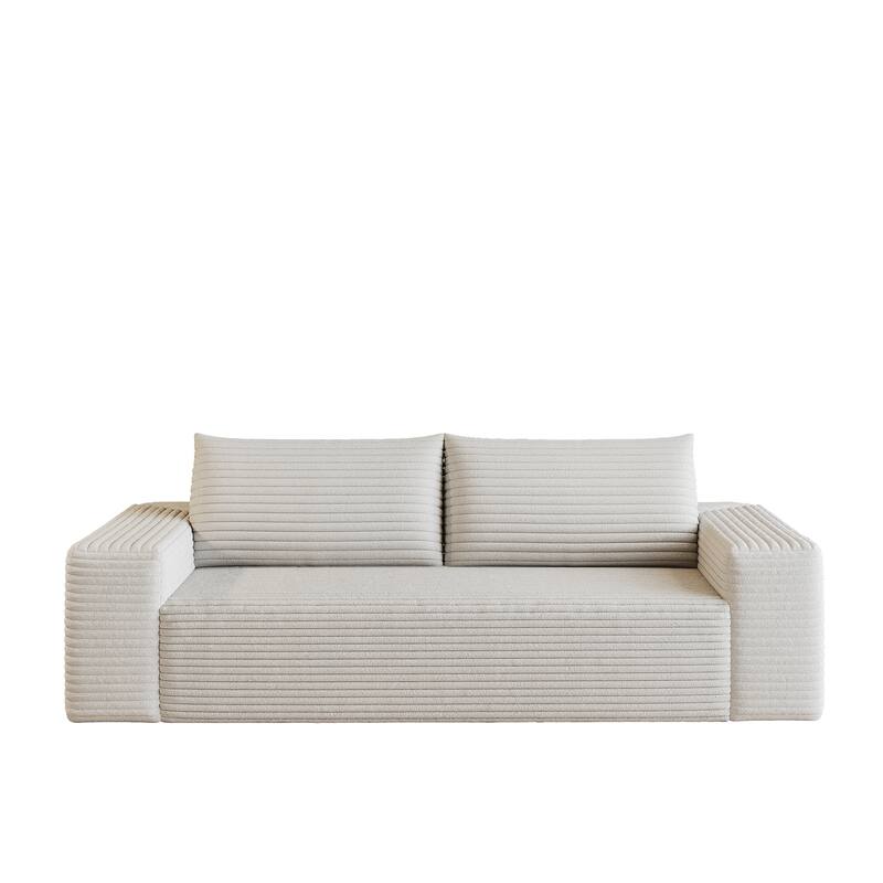 Fabric Sofa Lounge Sofa with High-Density Sponge Cushion, Loveseat Recliner Sofa with Wide Armrests & Striped Pattern