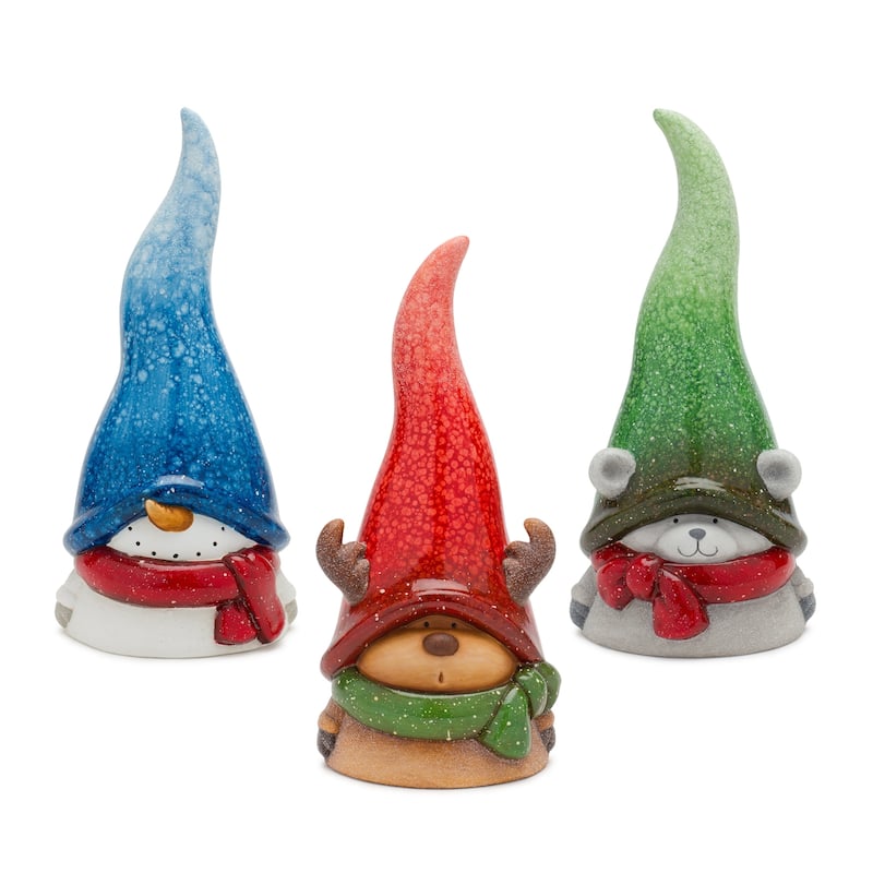 Snowman/Moose/Bear Figurine (Set of 3) - Red