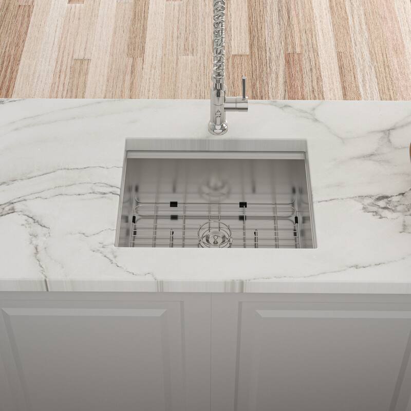 Undermount 16 Gauge Single Bowl Stainless Steel Kitchen Sink - 23'' x 19'' x 10'' - Brushed Nickel