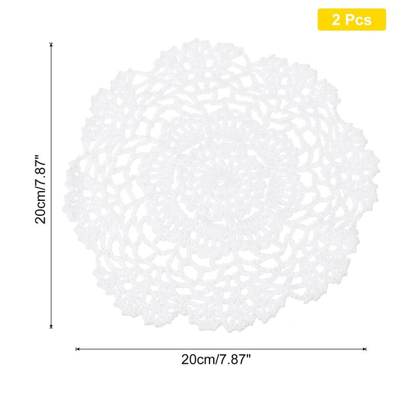 Crochet Doilies, 2 Pcs Handmade Lace Crochet Placemat Coaster, White - 7.87-Inch