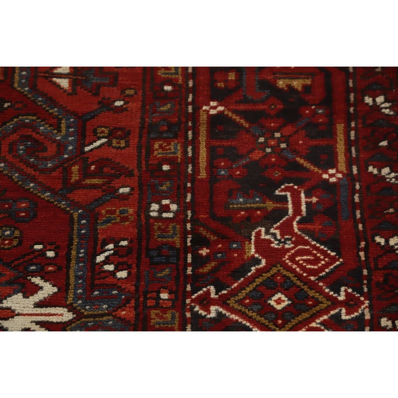 Hand Knotted Oriental 100% Wool Carpet Traditional Medallion Oranges & Rust Heriz Area Rug - 9' 8'' X 8' 0''
