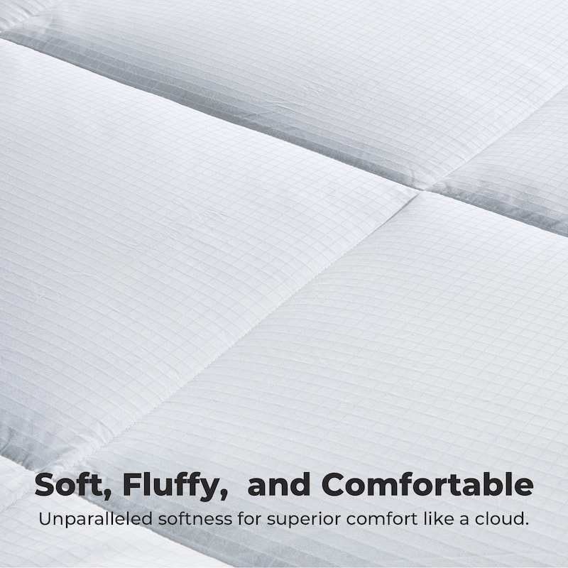 All Season Down Alternative Comforter Duvet Insert with Grid Jacquard Cover