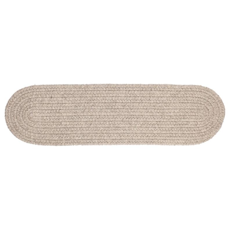 Rhody Rug Woolux Braided Wool Flatweave Oval Rug - 8" x 28" Oval - Light Gray