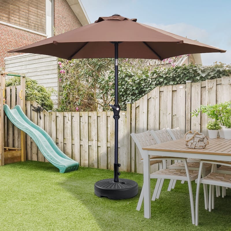 Autlaycil 7.5FT Solar Patio Umbrella with Base and Tilt,Crank - Coffee