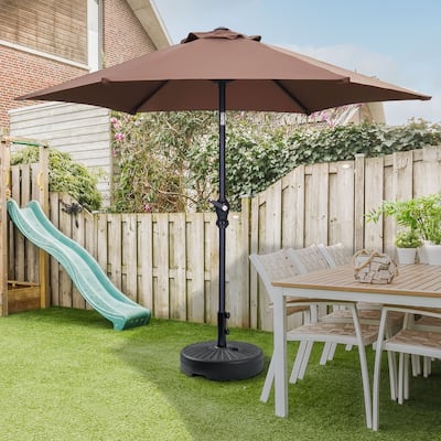 Autlaycil 7.5FT Solar Patio Umbrella with Base and Tilt,Crank