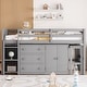 preview thumbnail 13 of 18, Multifunctional Twin Size Low Loft Bed With Pull-Out Desk, Drawers, Cabinet, Pine Wooden Bed with Storage Shelves, White