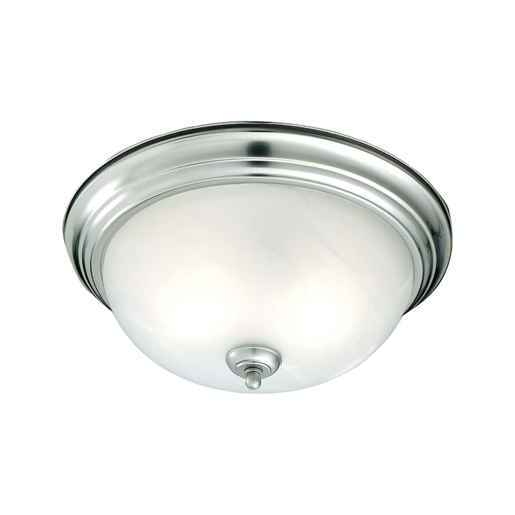 Elk Home Ceiling Essential Brushed Nickel With White Glass Flush Mount