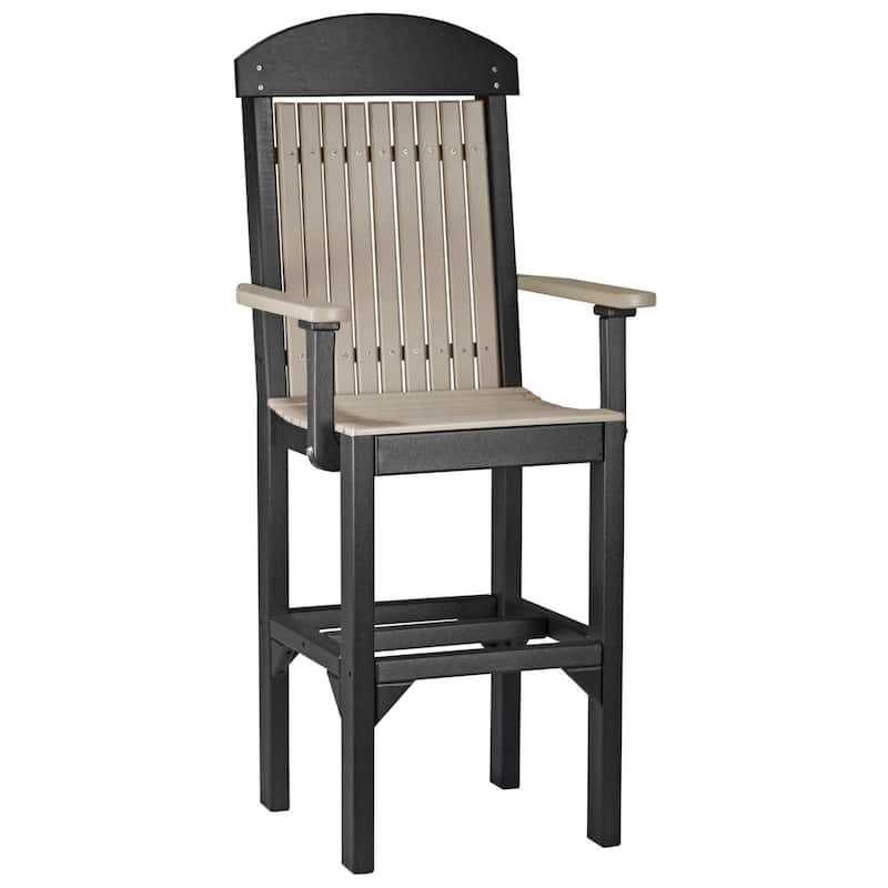 Set of 4 Poly Lumber Classic Dining Chairs - Arm Chair - Weatherwood & Black - Extra Tall