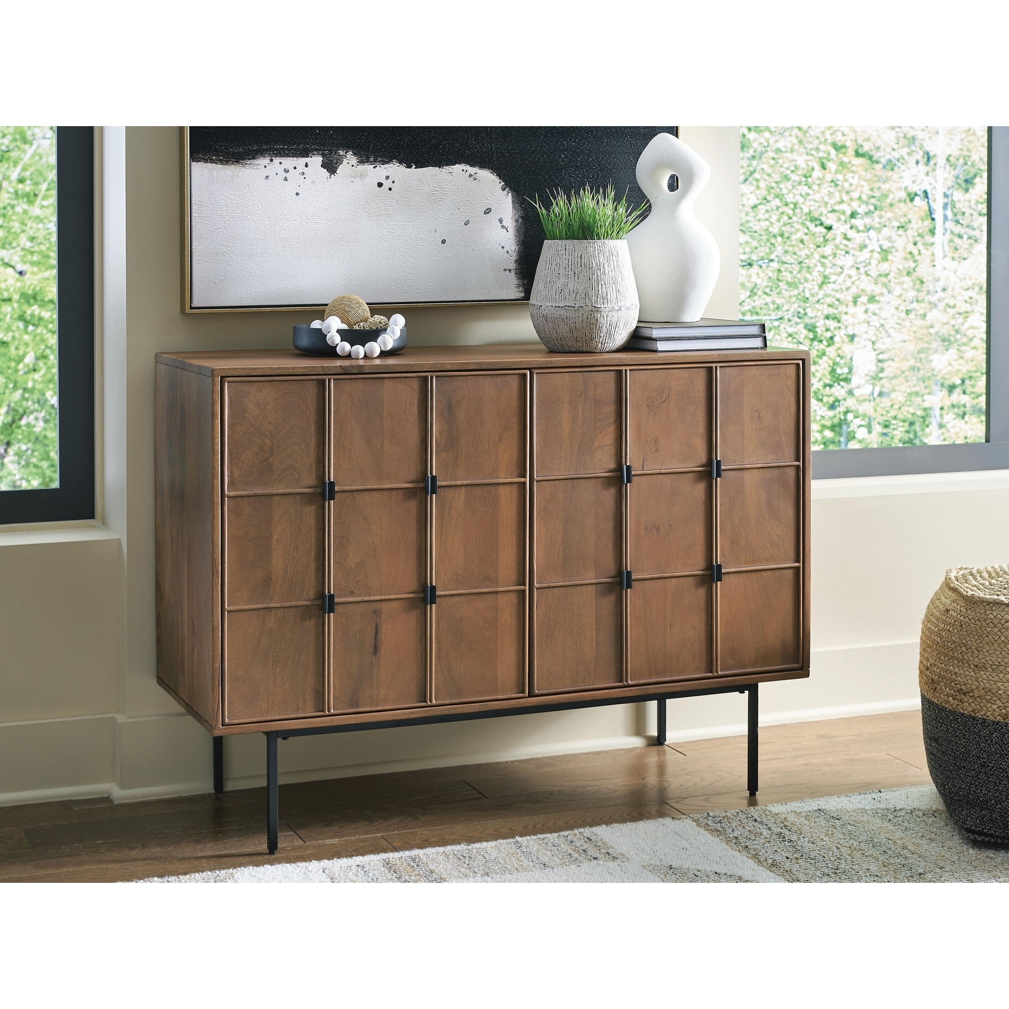 Signature Design by Ashley Juddins Light Brown / Black Accent Cabinet - 44.13" W x 16.25" D x 31.88" H