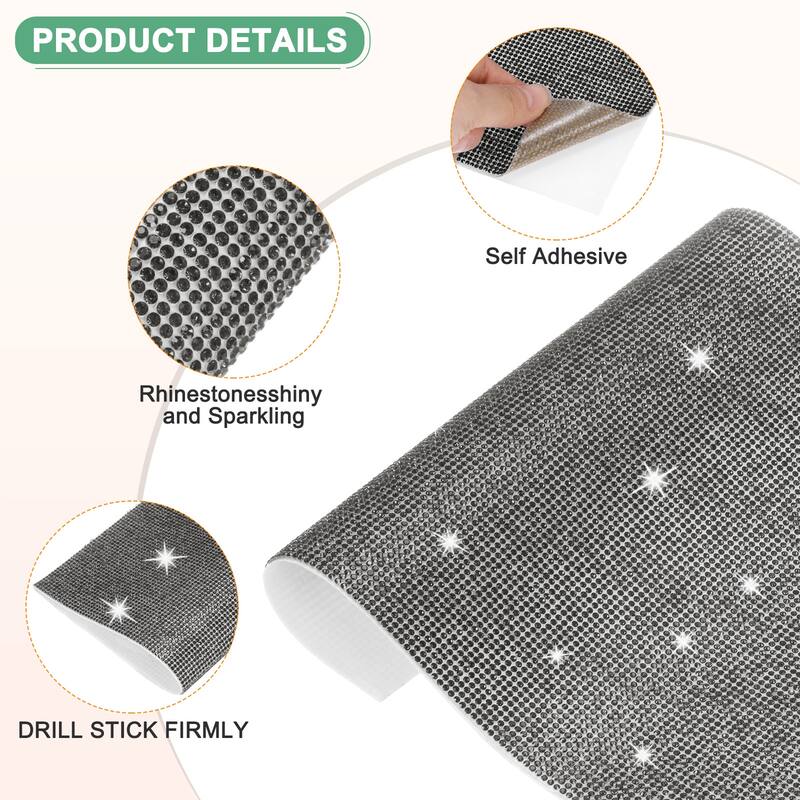 1 Roll Crystal Rhinestone Ribbon, for DIY - Grey - 15.75 Inch x 9.45 Inch