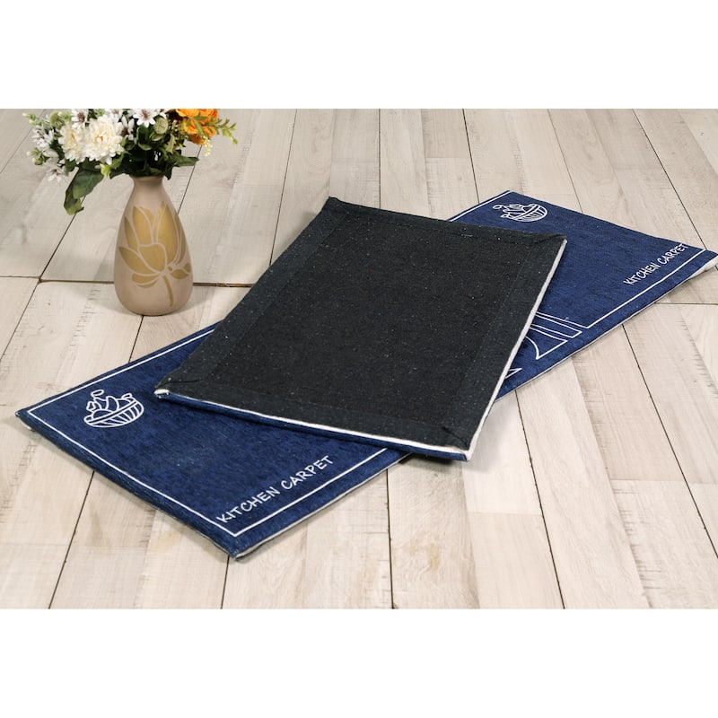 Luxurious Woven Cotton Cushioned Thick Kitchen Mat Rug - Anti-Fatigue, Anti-Skid, - 18''x30''