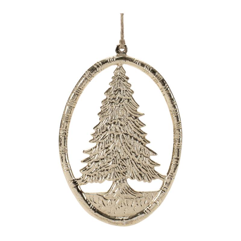 Etched Metal Pine Tree Ornament (Set of 12) - N/A
