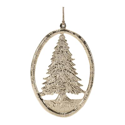 Etched Metal Pine Tree Ornament (Set of 12) - N/A