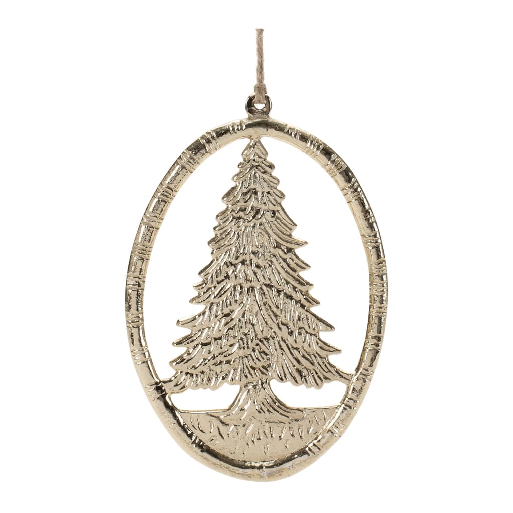 Set of 12 Metal Pine Tree Ornaments for Holiday Tree