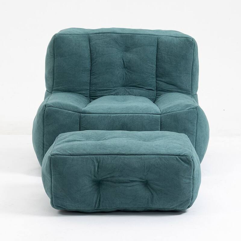 Fluffy Comfort Lounger Bean Bag Chair with Memory Foam and Ottoman