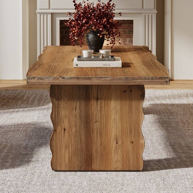 Rustic Solid Wood Coffee Table, Living Room Rectangular Center Table