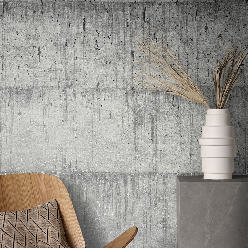 Galerie Wallcoverings Air Collection Metallic Aged Concrete Textured Wallpaper Roll
