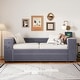 preview thumbnail 14 of 26, Twin Upholstered Bed with Storage and Twin Trundle,USB Charging Ports,French Velvet,With Pull Out Beds