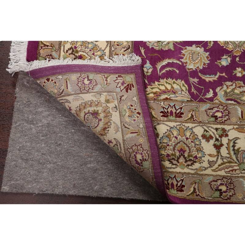 Wool/ Silk Vegetable Dye Floral Oriental Tabriz Area Rug Hand-knotted - 8'1" x 10'4"