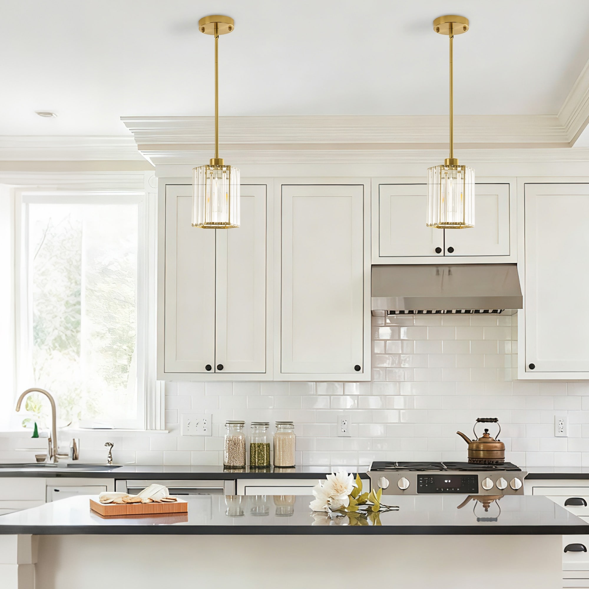 1-Light Crystal Pendant Lighting Fixtures for Sloped Ceiling