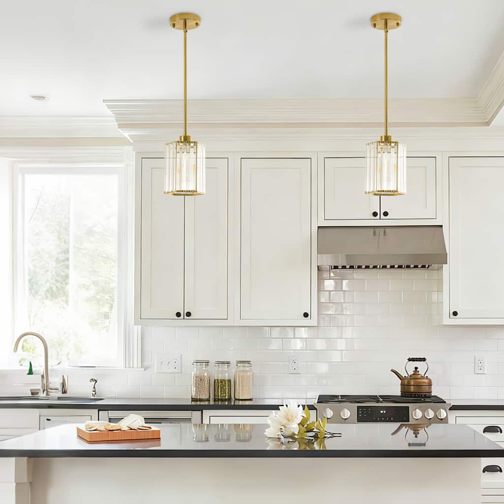 1-Light Crystal Pendant Lighting Fixtures for Sloped Ceiling