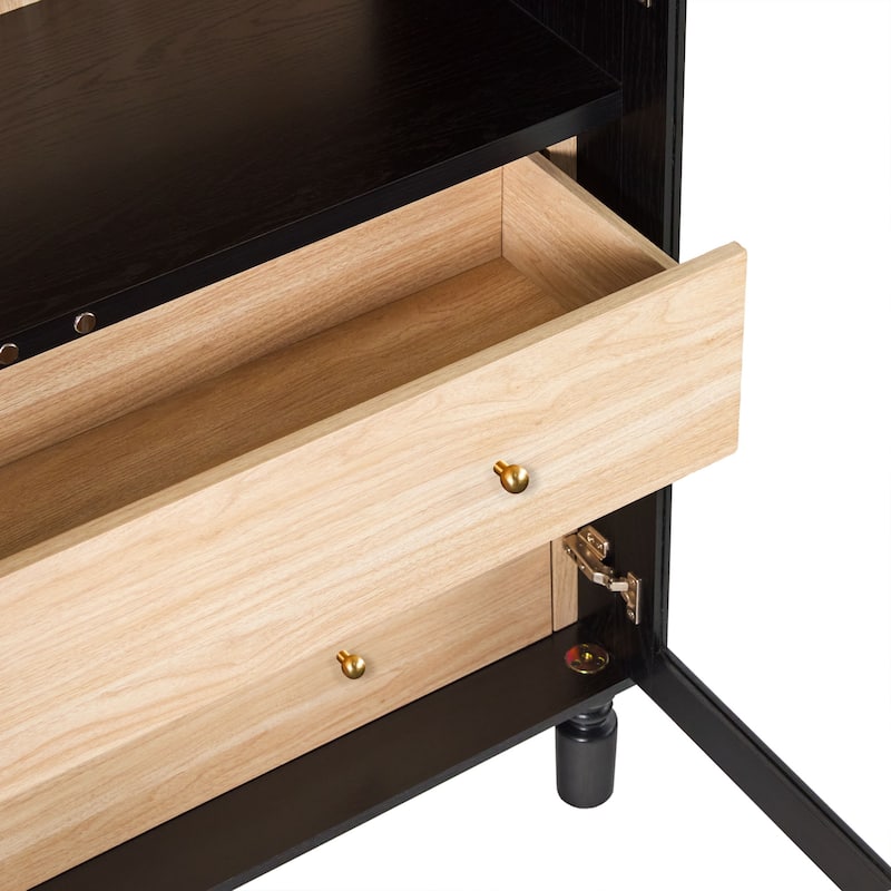 Walker Edison Modern Arched MDF Bookshelf Cabinet with Tall Glass Doors