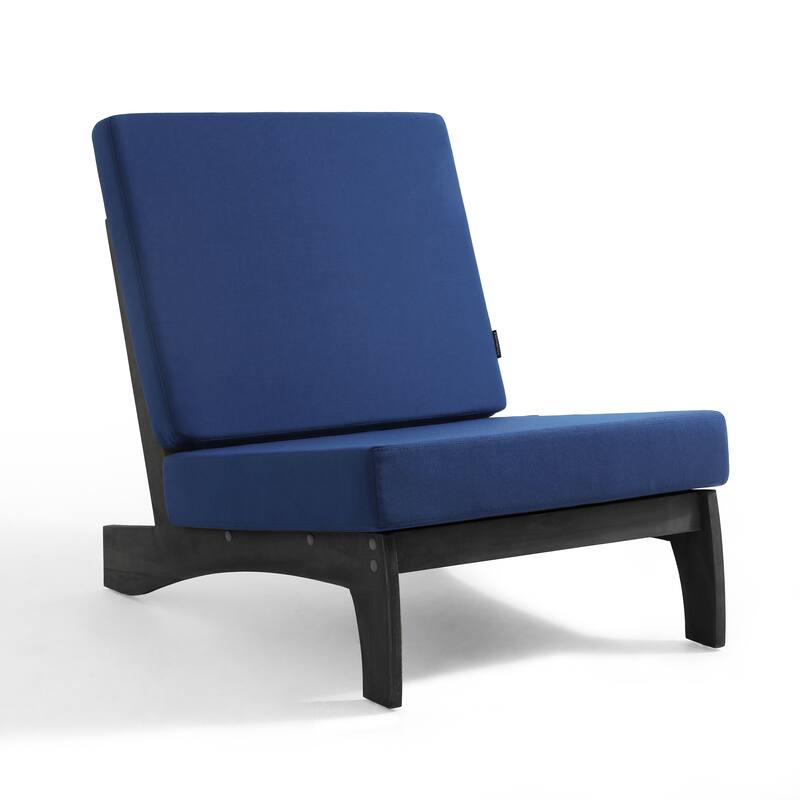 Beach-Style Outdoor Acacia Club Chair Set Loveseate with Plush All-Weather Cushions