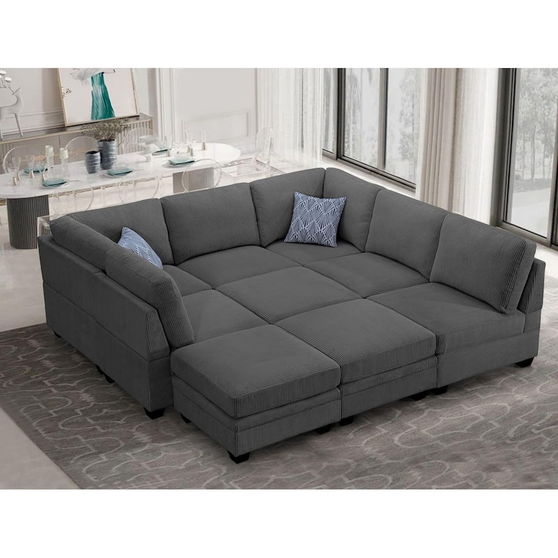 9 PCS Corduroy Flexible Combination Sectional Sofa