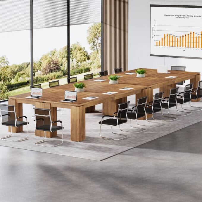 86-Inch Industrial Conference Table, Extra Long Office Meeting Table