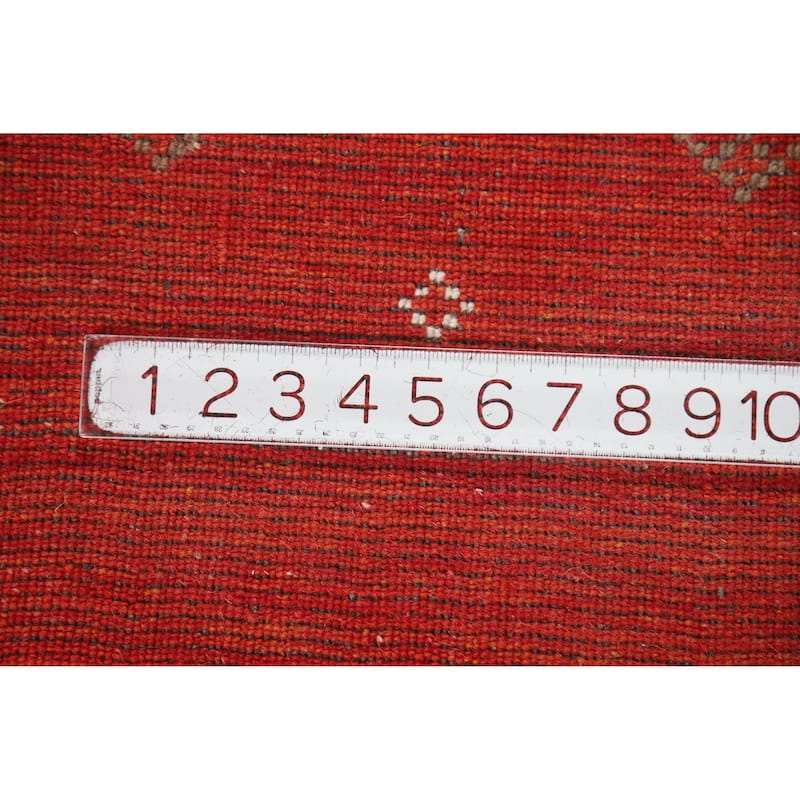 Orange Gabbeh Indian Rug Handmade Modern Wool Carpet - 4'7" x 6'5"