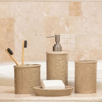 HiEnd Accents Savannah Ceramic Countertop Bathroom Set, 4PC