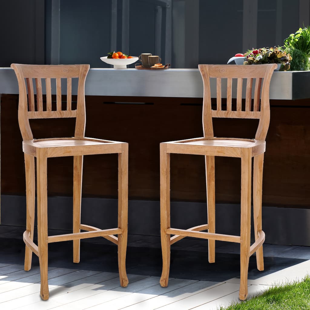 Chic Teak Amsterdam Teak Wood Indoor/ Outdoor Bar Stool Chair