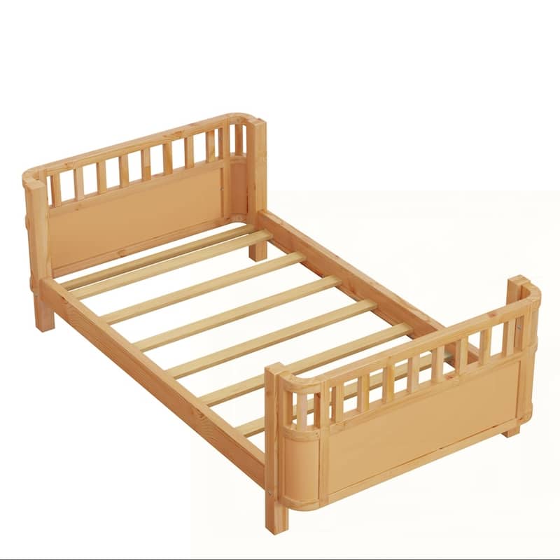 Wood Low Profile Bed with Rails