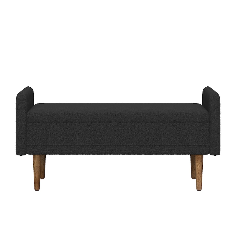 Black 16.75" Upholstered Stool with Storage