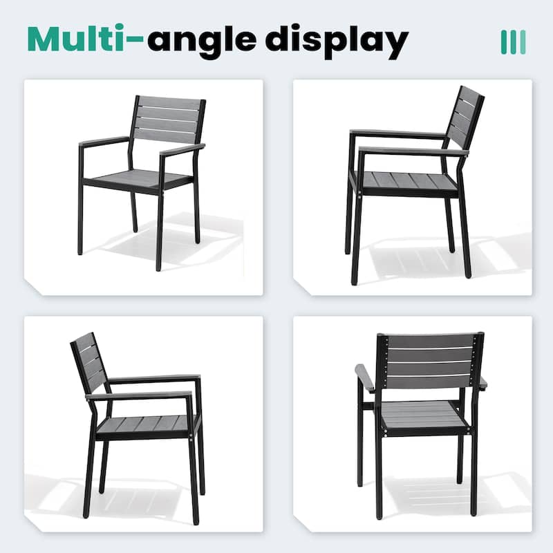 11PC Outdoor Patio Aluminum X-Frame Dining Set Table with Stackable Chairs Umbrella Hole