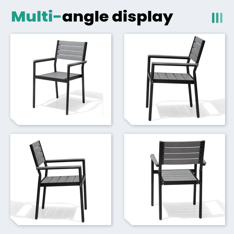13PC Outdoor Patio Aluminum X-Frame Dining Set Table with Stackable Chairs Umbrella Hole