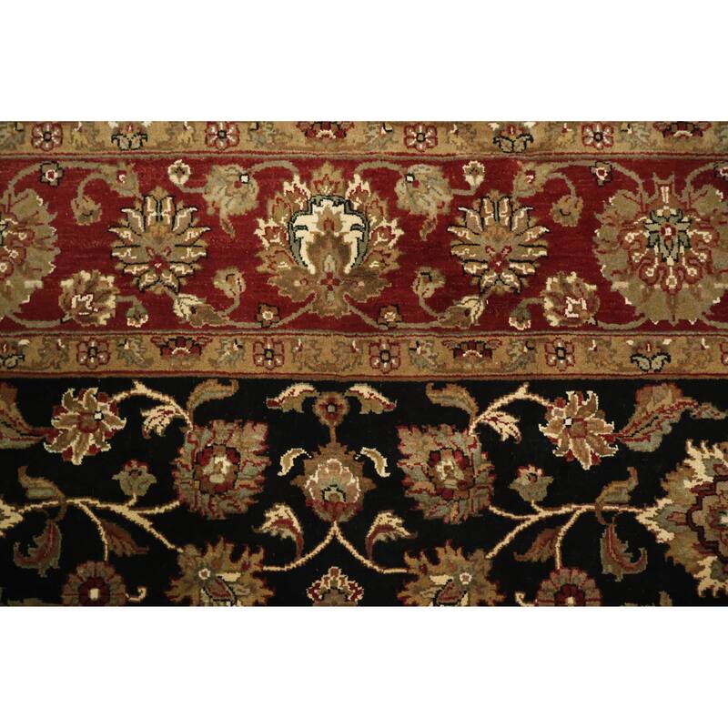Hand Knotted Oriental 100% Wool Carpet Traditional All-Over Black Agra Area Rug - 8' 1'' X 8' 3''