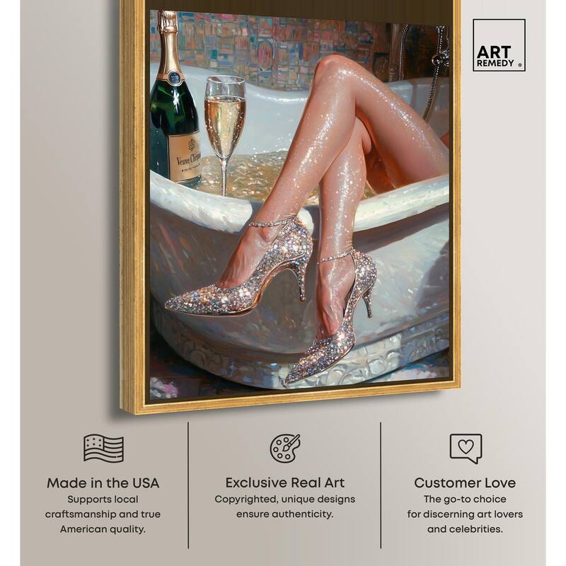 Champagne Bath Party Canvas by Art Remedy