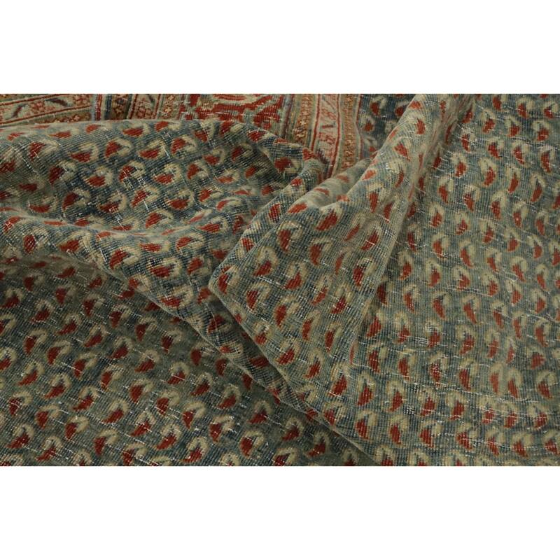 Hand Knotted Oriental 100% Wool Carpet Traditional All-Over Navy Blue & Blues Mahal Area Rug - 11' 4'' X 8' 8''