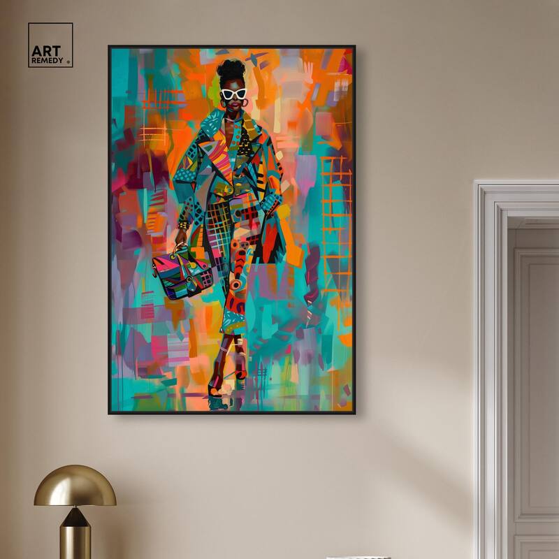 Bold Patchwork Style Canvas by Art Remedy