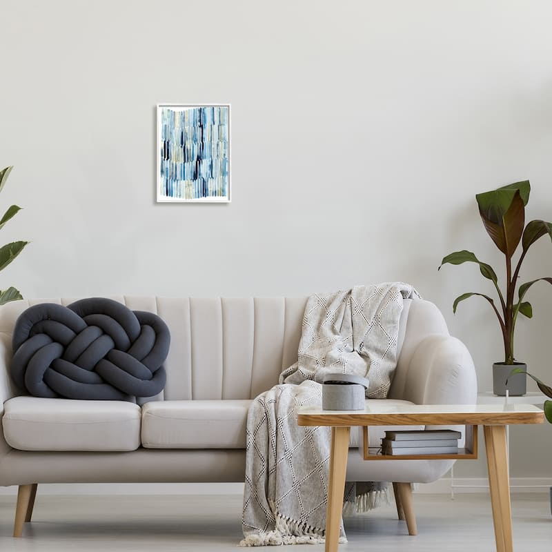 Stupell Nautical Inspired Abstraction Blue Beige Blocked Lines Framed Giclee Texturized Art by Grace Popp