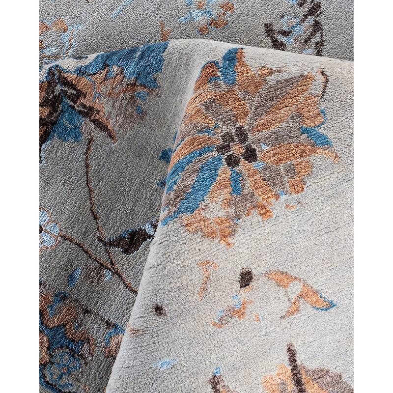 Ikat One-of-a-Kind Hand-Knotted Area Rug, Gray - 9' 0" x 12' 6"
