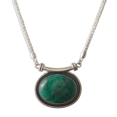 Novica Handmade Mystical Medallion Chrysocolla Choker