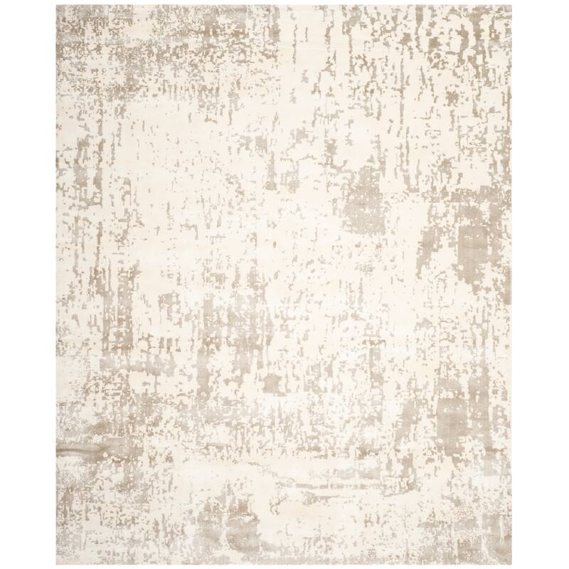 SAFAVIEH Couture Hand-knotted Tibetan Elvire Modern Hand-spun Wool Rug - 6' x 9' - Ivory/Grey