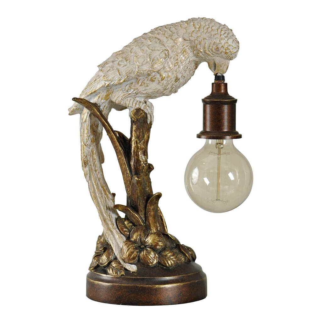 Poly Parrot Bronze and White Accent Table Lamp