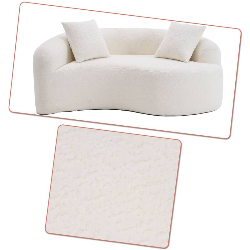 Modern 2-Seater Frame-Free Compressed Curved Chenille Upholstered Loveseat Sofa