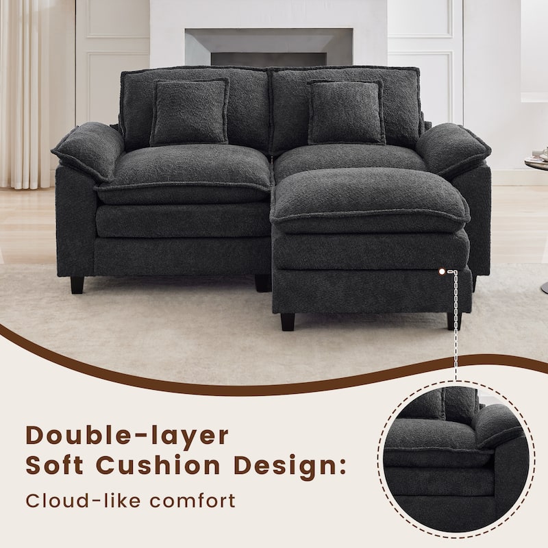 Modular Chenille Sectional Sofa with Ottomans, Deep Seat, Wide Padded Armrests, 2-Seat / 3-Seat / 4-Seat Options